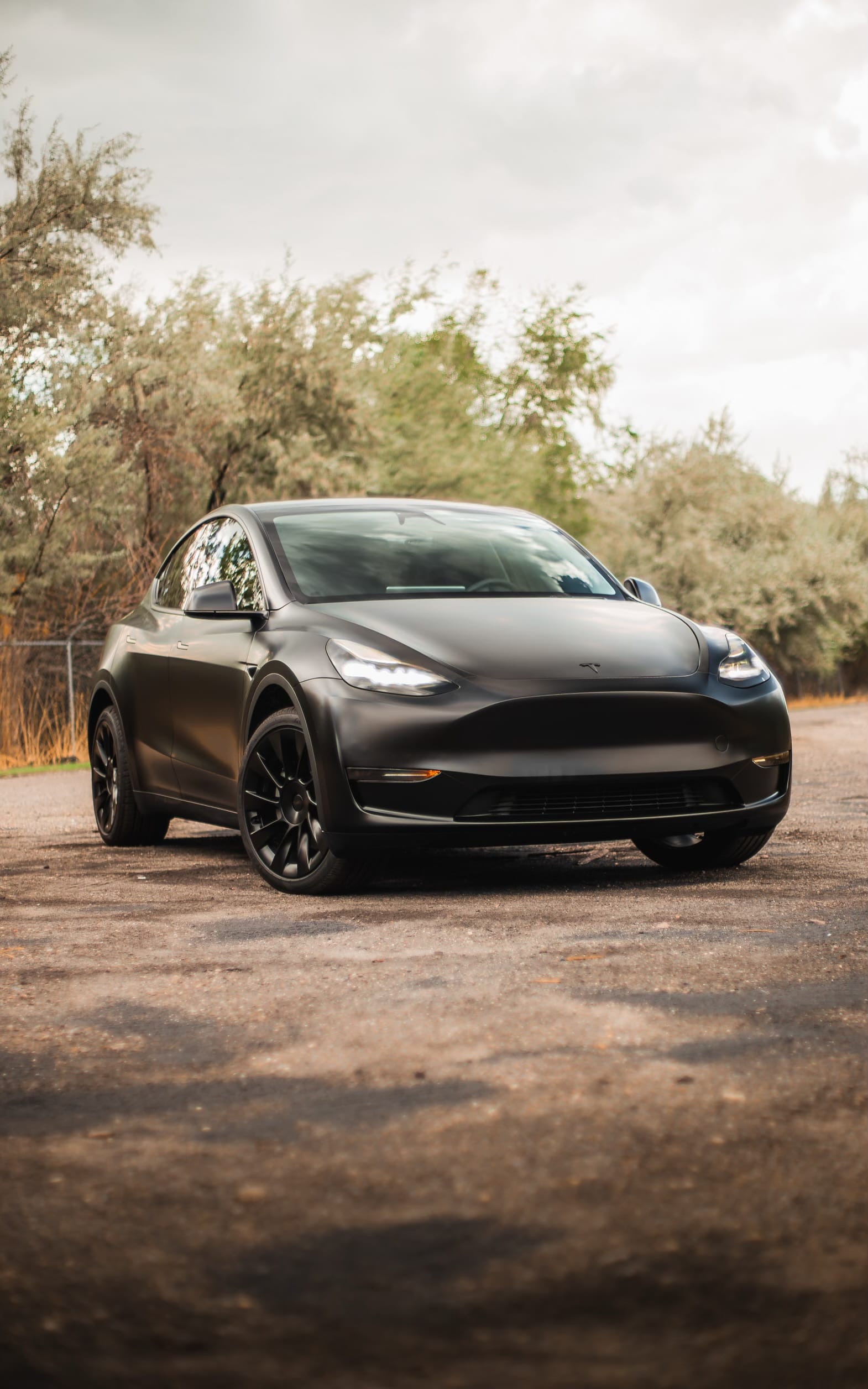 Tesla Model Y matte vinyl wrap installation